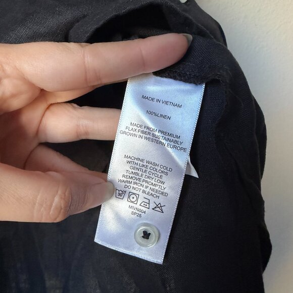 NWT Quince Black Linen Maternity Short Sleeve Shirt Size M - Picture 5 of 6